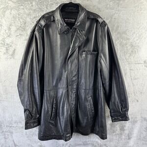 VTG Wilsons Leather Jacket Mens XLT Black 90's Y2K